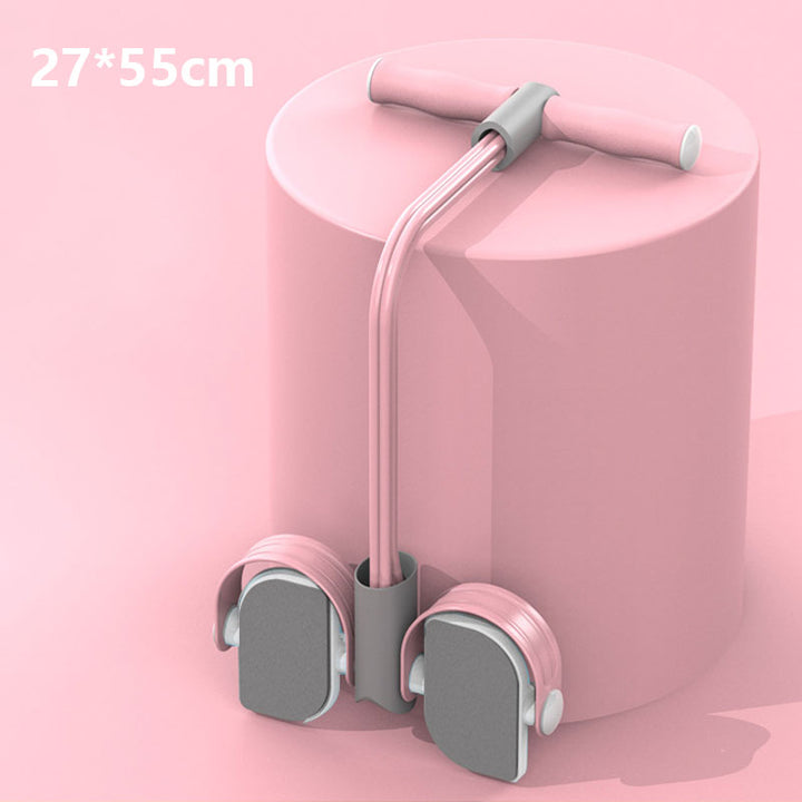 Pink dame træningspedal med modstandsbånd, kompakt og alsidigt design, effektiv til hjemmetræning.