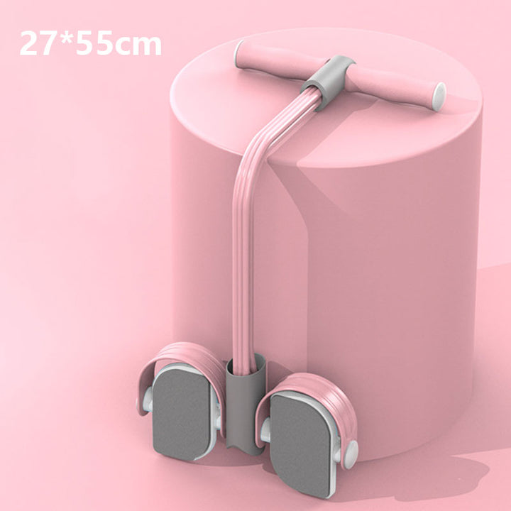 Pink dame træningspedal med modstandsbånd, kompakt og alsidigt design, effektiv til hjemmetræning.