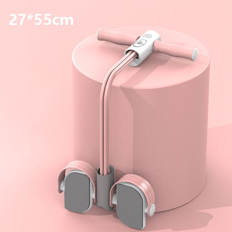 Pink dame træningspedal med modstandsbånd, kompakt og alsidigt design, effektiv til hjemmetræning.