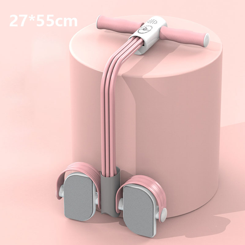 Pink dame træningspedal med modstandsbånd, kompakt og alsidigt design, effektiv til hjemmetræning.