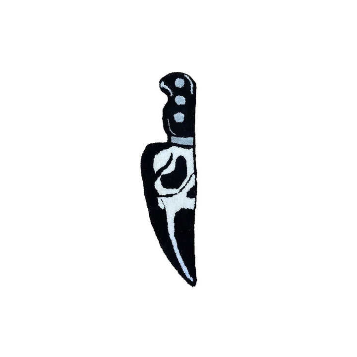 Pande og kniv måtte, knivformet, gyser-tema, dekorativ, blød falsk kashmir, boligindretningsmåtte.