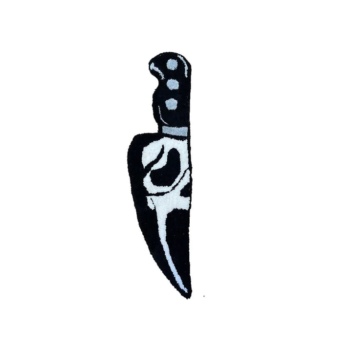 Pande og kniv måtte, knivformet, gyser-tema, dekorativ, blød falsk kashmir, boligindretningsmåtte.
