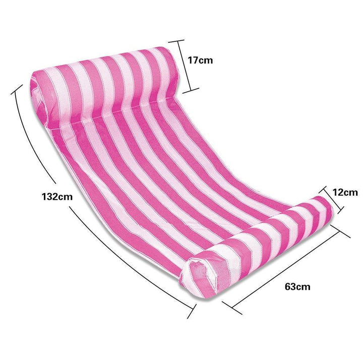 Oppustelig vandlig hængekøje i vandet, ergonomisk design, hoved og fødder flydende, perfekt til pool og strand.