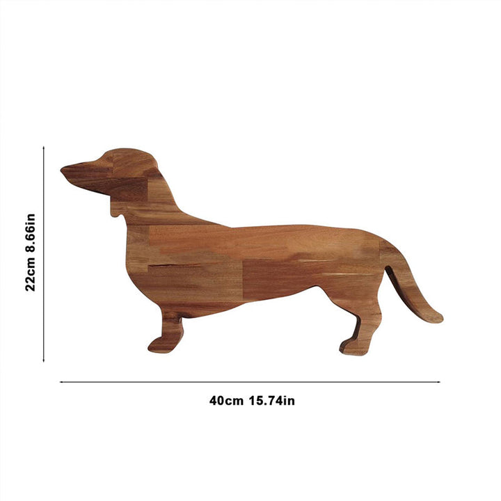 Dekorativ Træ Bassethund Snacktallerken, hundiformet, fyrretræ, stilfuldt design, perfekt til oste og vin aftener.