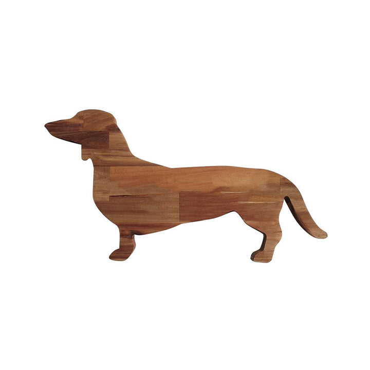 Dekorativ Træ Bassethund Snacktallerken, hundiformet, fyrretræ, stilfuldt design, perfekt til oste og vin aftener.