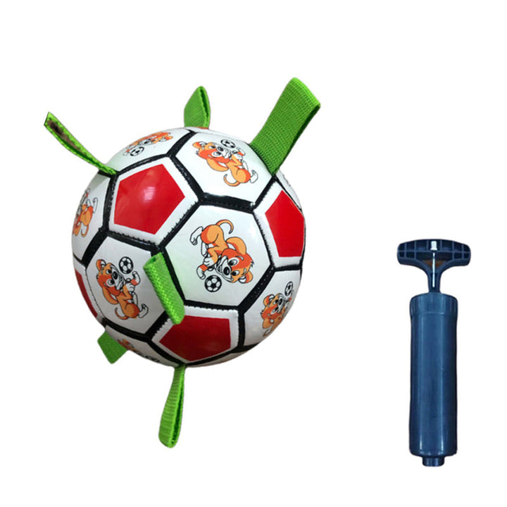 Rødt og hvidt PVC hundefodboldlegetøj i haven, interaktivt og nemt at bruge, 15 cm i diameter