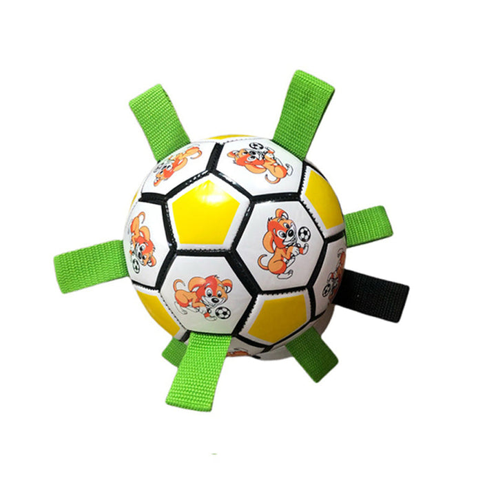 Rødt og hvidt PVC hundefodboldlegetøj i haven, interaktivt og nemt at bruge, 15 cm i diameter