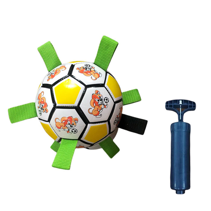 Rødt og hvidt PVC hundefodboldlegetøj i haven, interaktivt og nemt at bruge, 15 cm i diameter