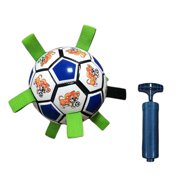 Rødt og hvidt PVC hundefodboldlegetøj i haven, interaktivt og nemt at bruge, 15 cm i diameter
