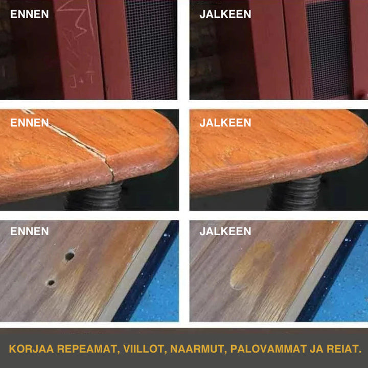 Reparationssæt til trægulve: 11 voksblokke, smeltes værktøj, opbevaringskuffert. Forbedr nemt udseendet på dine møbler.