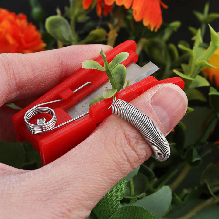Gartnerkniv med tommelfingerblad, skarp klinge og fjederstruktur, ergonomisk, sikker til høst, tilfældig farve
