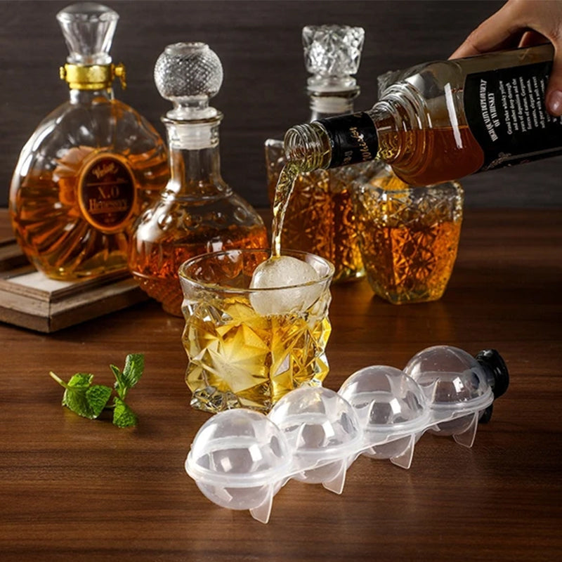 Rund silikoneisform, der laver store, 5,5 cm holdbare isbolde til cocktails og drikkeafkøling.