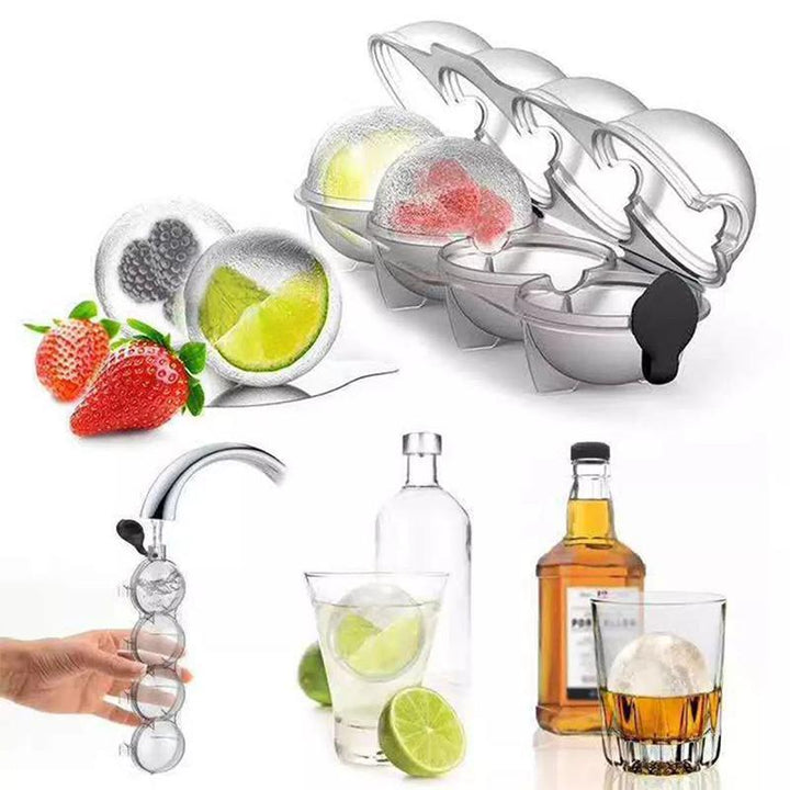 Rund silikoneisform, der laver store, 5,5 cm holdbare isbolde til cocktails og drikkeafkøling.