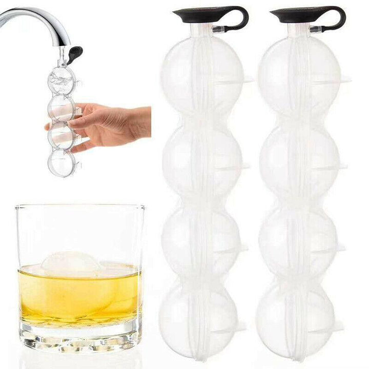 Rund silikoneisform, der laver store, 5,5 cm holdbare isbolde til cocktails og drikkeafkøling.