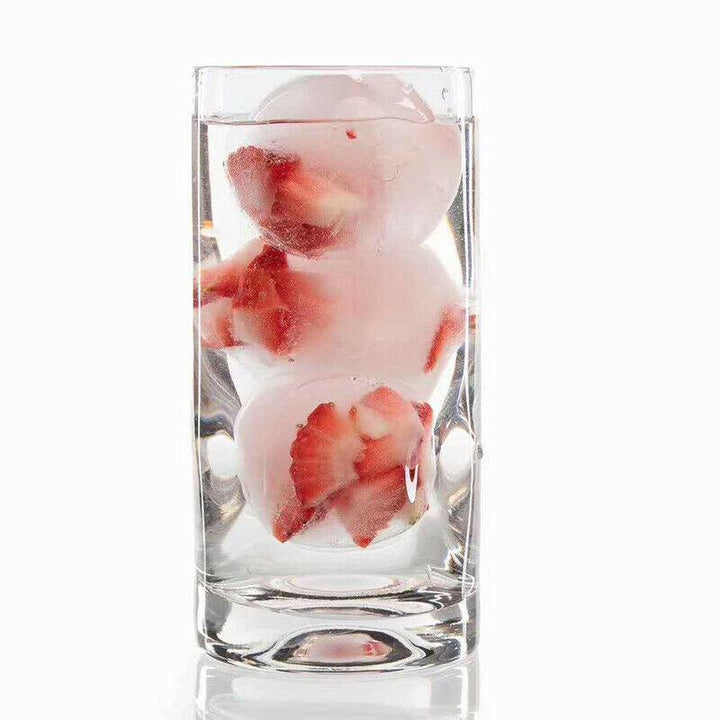 Rund silikoneisform, der laver store, 5,5 cm holdbare isbolde til cocktails og drikkeafkøling.
