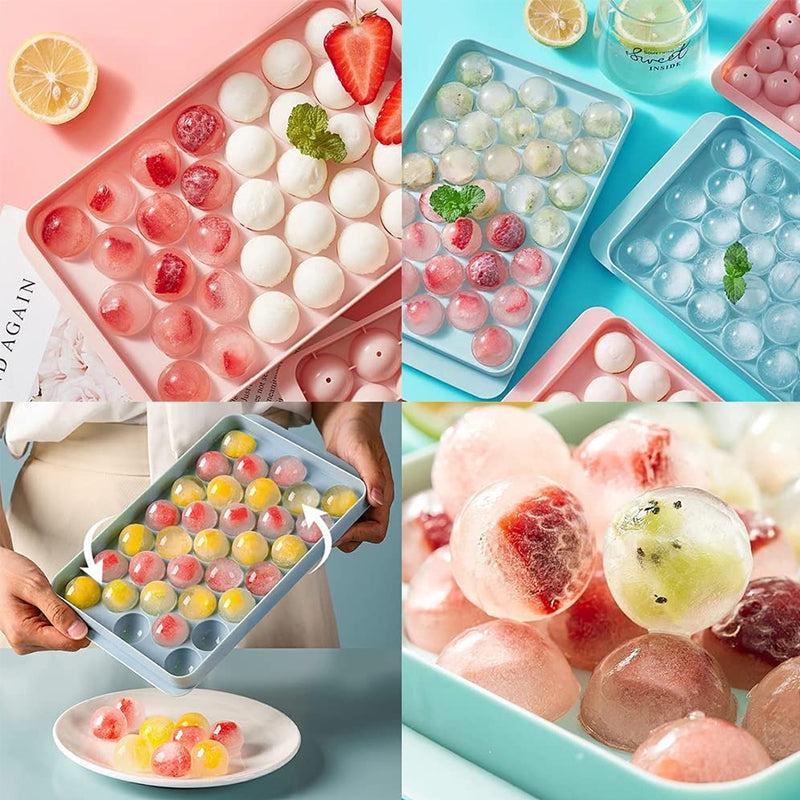 Rund iskugleform: Pink og blå, PE-materiale, nem aftagelig, perfekte runde isterninger til drikkevarer.