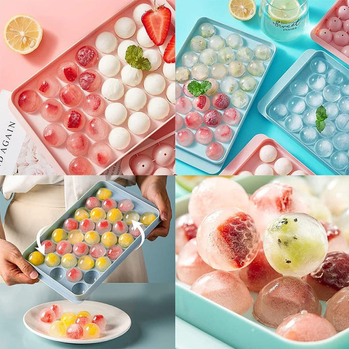 Rund iskugleform: Pink og blå, PE-materiale, nem aftagelig, perfekte runde isterninger til drikkevarer.