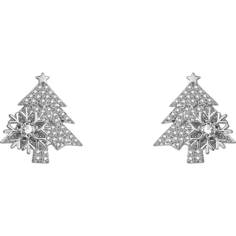 Drejende juletræ øreringe til kvinder, stilfulde i guld og sølv, fremhæver festlig stil med drejelig dekoration.