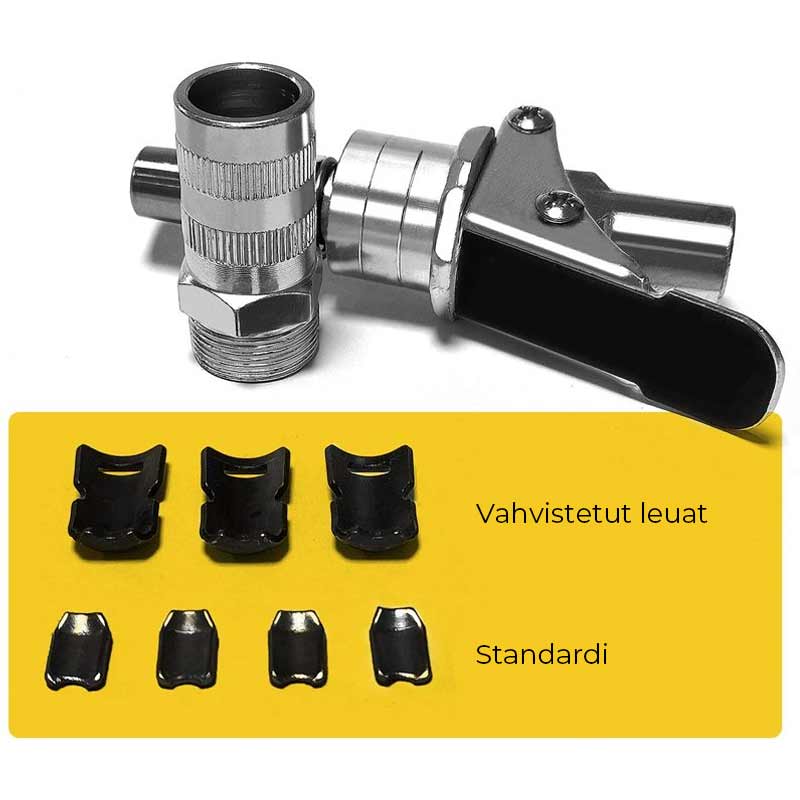 Robust fedtpistol kobling, zinkbelagt, solidt design, nem at bruge i trange rum, holdbar.