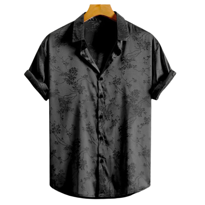 Blomstret skjorte, frontbillede, kvinders casual skjorte, blød og åndbar, alsidigt og stilfuldt design.