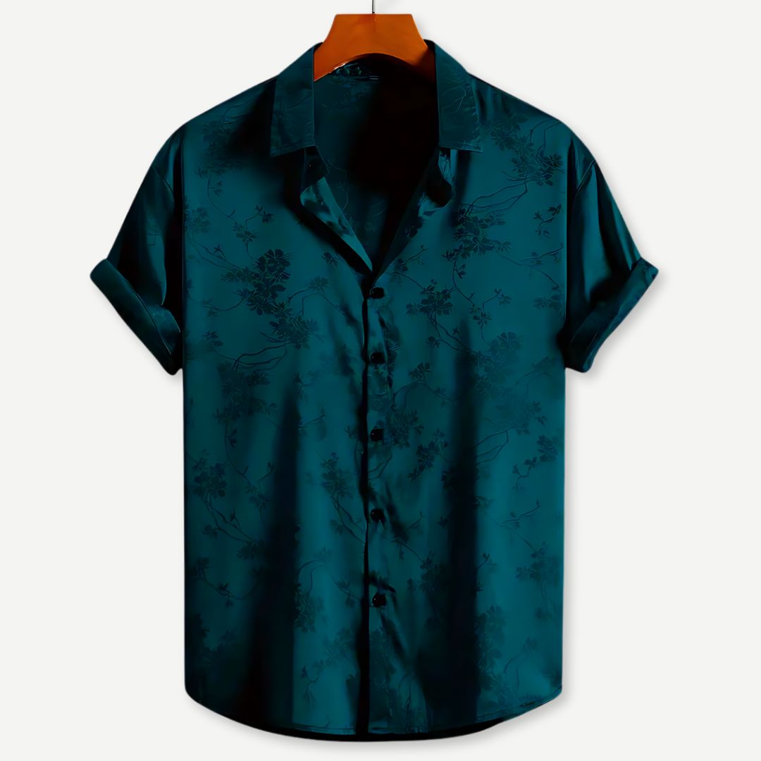 Blomstret skjorte, frontbillede, kvinders casual skjorte, blød og åndbar, alsidigt og stilfuldt design.