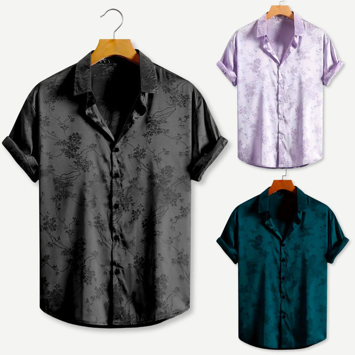 Blomstret skjorte, frontbillede, kvinders casual skjorte, blød og åndbar, alsidigt og stilfuldt design.