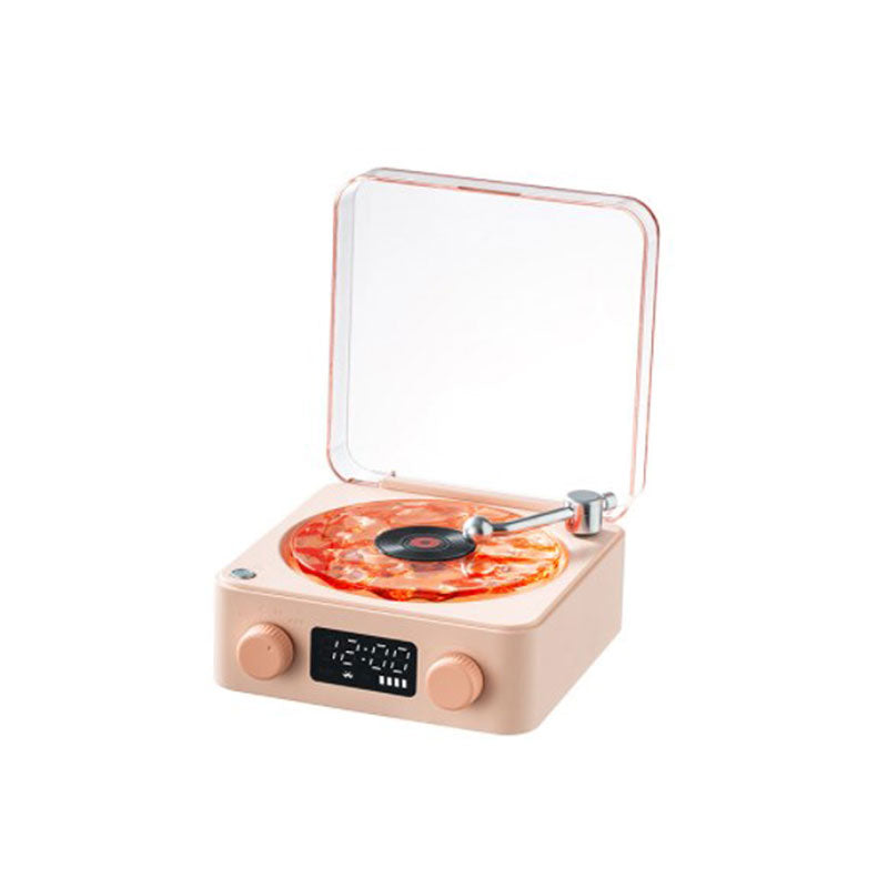 Retro levysoitinmuotoinen Bluetooth-stereo, luonnollisia unenapuuääniä, valkoinen/vihreä/pinkki, romanttinen design.