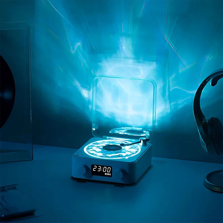 Retro levysoitinmuotoinen Bluetooth-stereo, luonnollisia unenapuuääniä, valkoinen/vihreä/pinkki, romanttinen design.