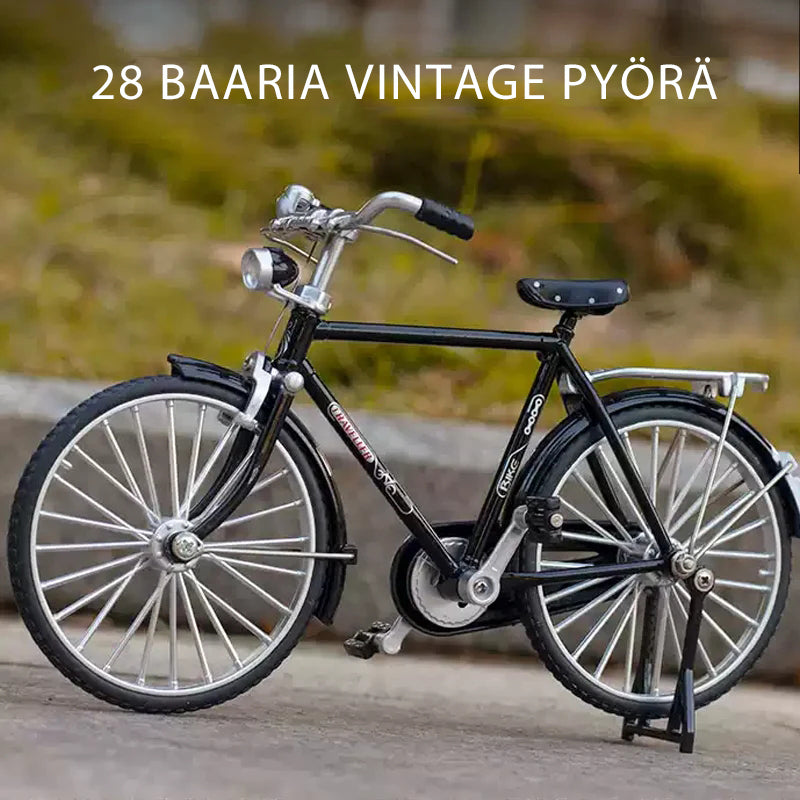 Retro-lignende sort/grøn metal mini cykel, realistisk design, samlerobjekt og gaveidé, børn og gaver