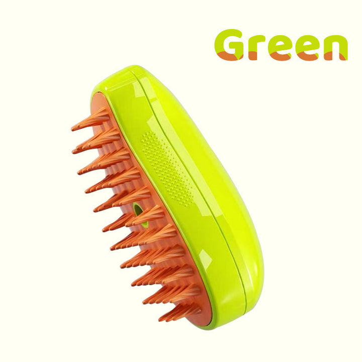 Sprøjtsikker kæledyrskam til katte med dampfunktion, ergonomisk design, gul, til pelspleje.