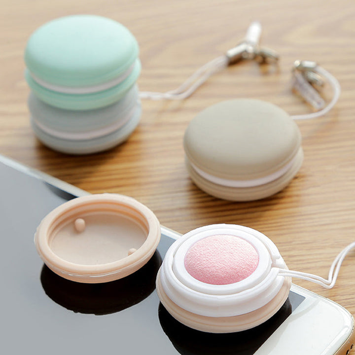 Romantisk macaron telefonrenser i pastelfarver, lyserød, blå, grøn, khaki. Elegant tilbehør til voksne.