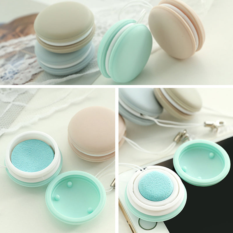 Romantisk macaron telefonrenser i pastelfarver, lyserød, blå, grøn, khaki. Elegant tilbehør til voksne.