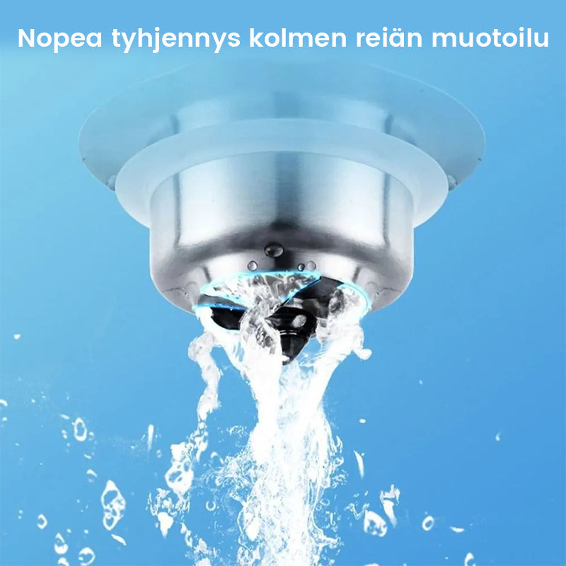 Rustfrit stål bundprop til køkkenvask, sølvfarvet, tryk-type, forhindrer lugt og insekter, moderne design.