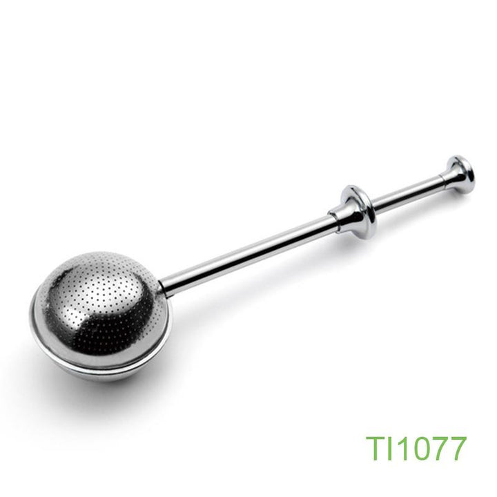 Rustfri stål teipipette med langt håndtag, ergonomisk teleskophåndtag, filtrerer teblade effektivt.