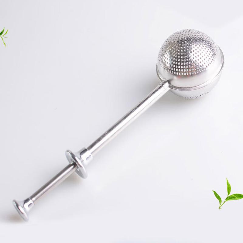 Rustfri stål teipipette med langt håndtag, ergonomisk teleskophåndtag, filtrerer teblade effektivt.