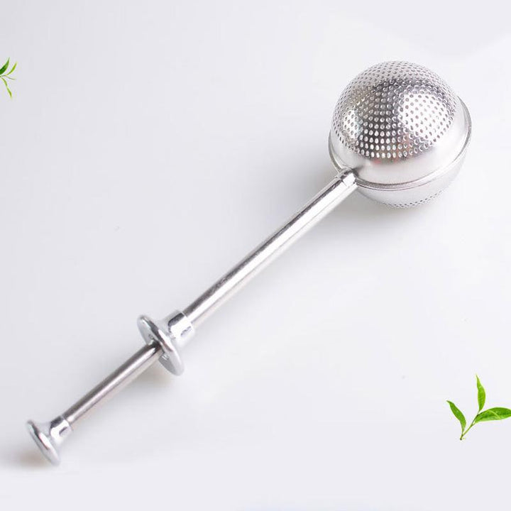 Rustfri stål teipipette med langt håndtag, ergonomisk teleskophåndtag, filtrerer teblade effektivt.