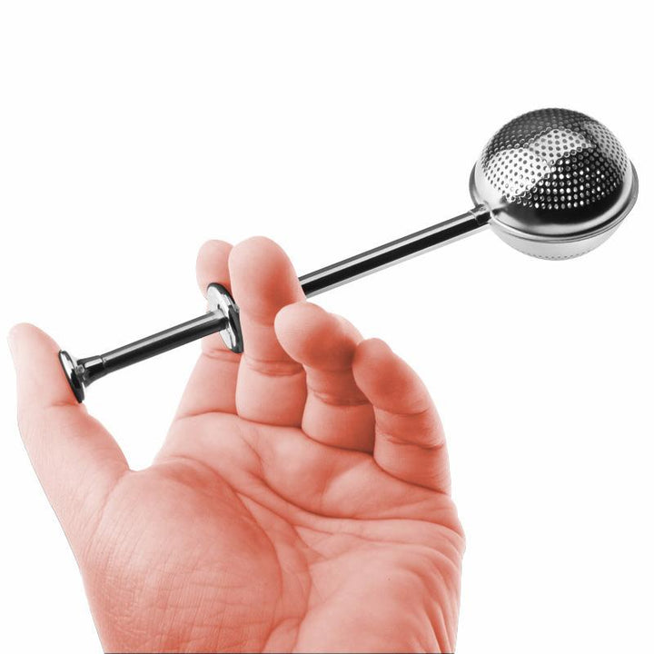 Rustfri stål teipipette med langt håndtag, ergonomisk teleskophåndtag, filtrerer teblade effektivt.