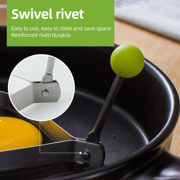 "Ruostumaton teräs kananmunamuotit, 5 erilaista muotoa: ympyrä, sydän, tähti, kukka, Mikki Hiiri, aamiaisen koristeluun."