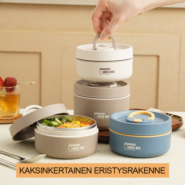 Bærbare isolerede madkasser, madopbevaring i rustfrit stål, flerlags, blå, holder maden varm