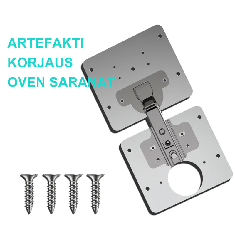 Reparationsplade til køkkenhængsel i rustfrit stål, sølvfarvet, firkantet, nem installation, stærk konstruktion.