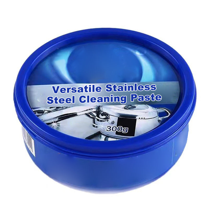 "Ruostumaton teräspasta 300g, puhdistussieni, kirkkaanvalkoinen purkki, kodin pintojen kiillotukseen, naarmuttamatta."