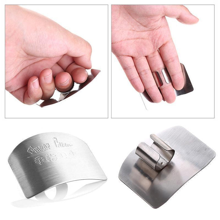 Justerbart fingerskjold i rustfrit stål til køkkenet, beskytter fingrene mod snitsår, stilfuldt og sikkert.