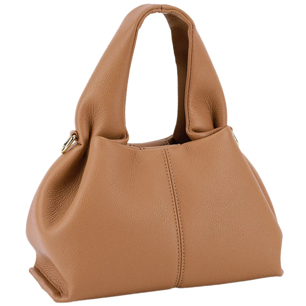 Ruskea keinonahkainen retro crossbody-laukku naisille, pilvimuotoilu, tyylikäs ja kestävä, sopii moniin tilaisuuksiin.