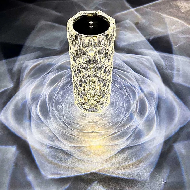 Rosenkrystal bordlampe i akryl, diamantformet, moderne indretning, stemningslys i gennemsigtig nuance