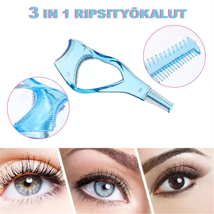 Rosa mascara applikator med buet kam og øjenlågsbeskytter til præcis mascara påføring.