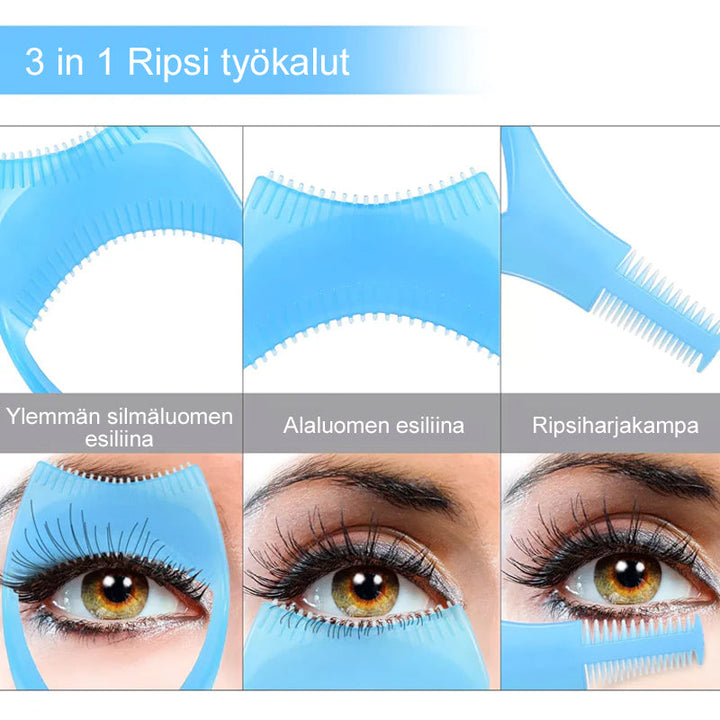 Rosa mascara applikator med buet kam og øjenlågsbeskytter til præcis mascara påføring.