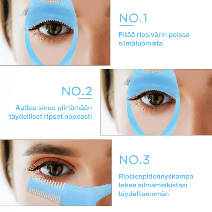 Rosa mascara applikator med buet kam og øjenlågsbeskytter til præcis mascara påføring.
