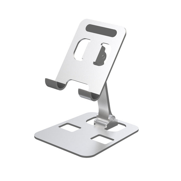 Justerbar aluminium telefonholder, stilfuld og holdbar, sølvfarve, alsidig brug til hjem og kontor.