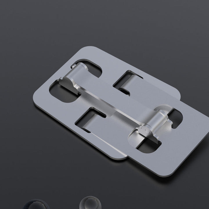 Justerbar aluminium telefonholder, stilfuld og holdbar, sølvfarve, alsidig brug til hjem og kontor.