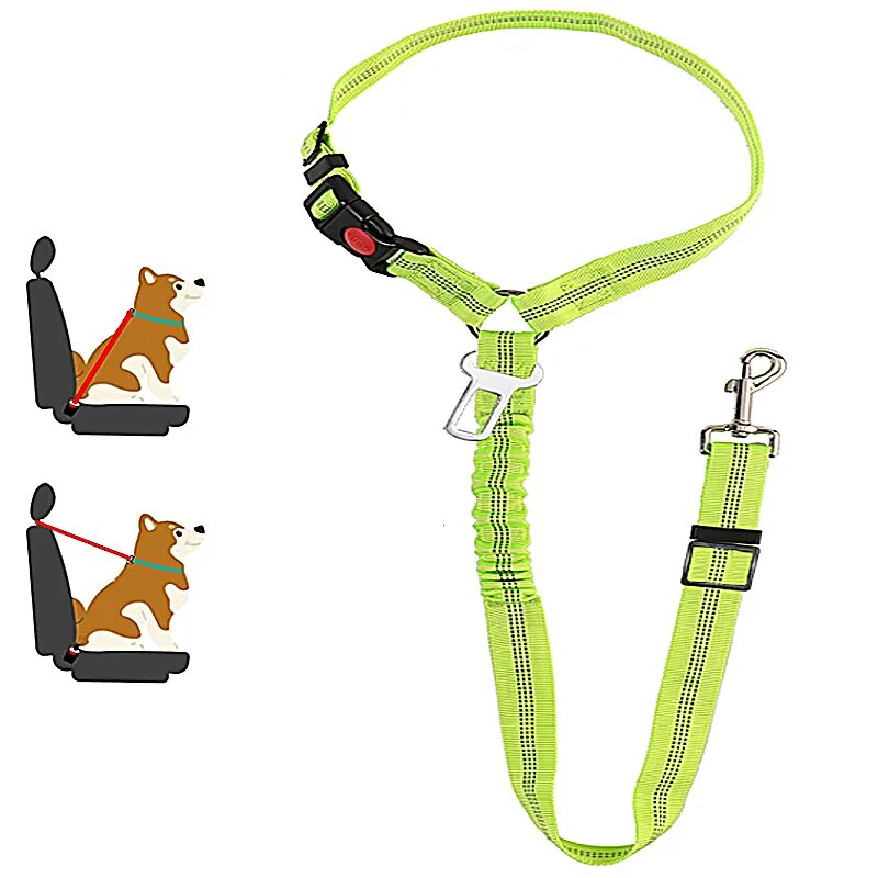 Justerbar hundesele til bilen, sikker, komfortabel; grå sele, fastgøres til bilens sikkerhedssele og blødt materiale.